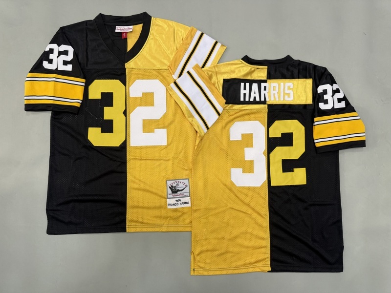 Men 2025 Pittsburgh Steelers #32 Harris black yellow Throwback Limited NFL Jersey style 001->pittsburgh steelers->NFL Jersey